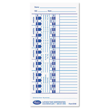 Lathem® Time Time Clock Cards For Lathem Time E Series, One Side, 4 X 9, 100-pack freeshipping - TVN Wholesale